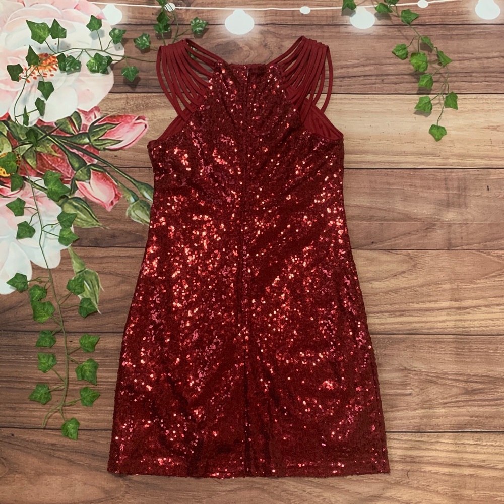 Pink Lily Red Sequin Dress - Picture 2 of 7